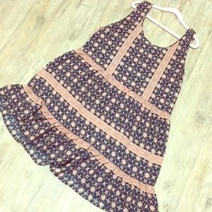 Boho Pink & Navy Babydoll Dress